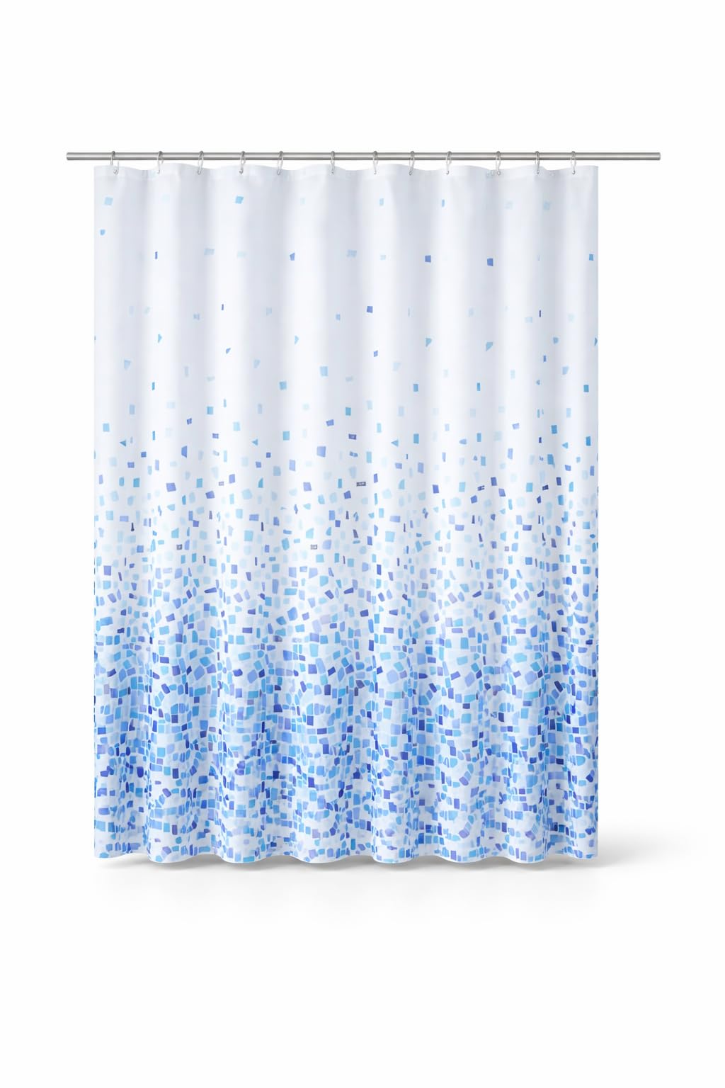KAV Waterproof Shower Curtain, Mold & Mildew Resistant, Soft Polyester Fabric, Rustproof Eyelets, Ideal Room Decor for Home, Hotel, School - (180x180) cm / (71x71) Inch - Blue Mosaic