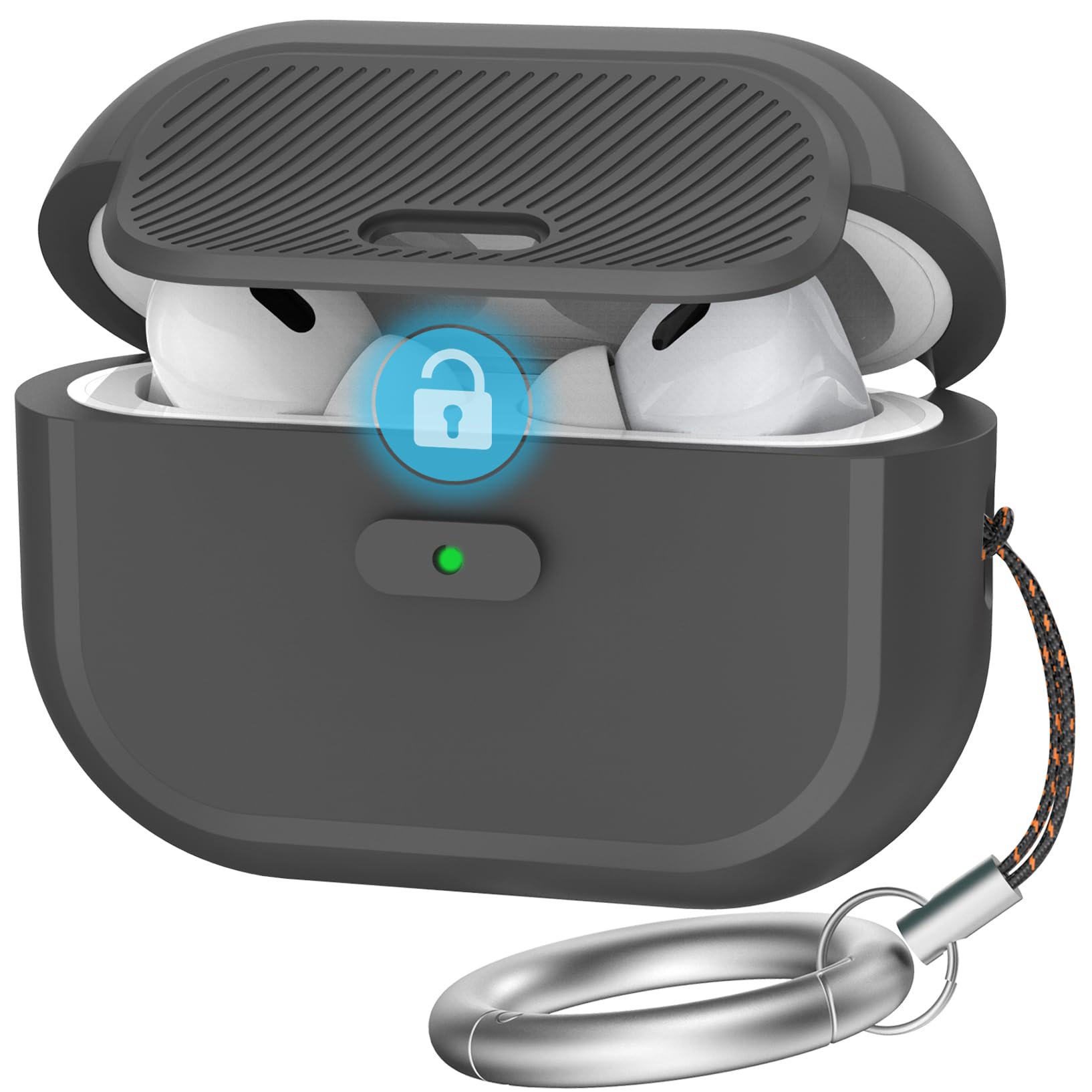 Photo 1 of TRONWIN AirPods Pro 2 Case - [with Lock] One Piece Design AirPods Pro Case (2nd/1st gen), Soft Silicone Full Protective Cover with Easy Open/Close Lock for Women/Men (Black)