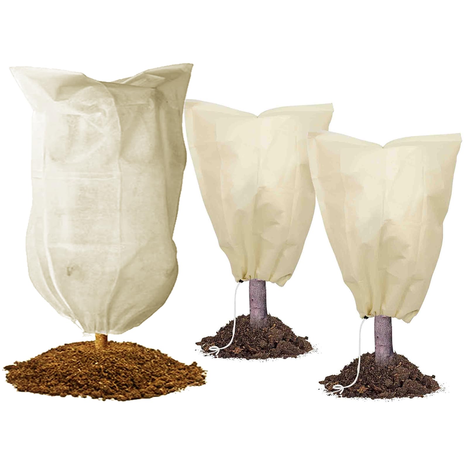 TYXHXTF 3PCS Plant Fleece Frost Protection Jackets, (2 PCS 60cm x 80cm and 1PCS 120 x 80CM) Garden Fleece Bag, Plant Cover Protection Bags for Winter Plant