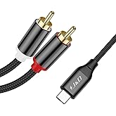 J&D USB C to RCA Audio Cable, Braided Stereo Audio Converter Cord Type-C Male to 2RCA Male Y Splitter Cable Compatible for Go