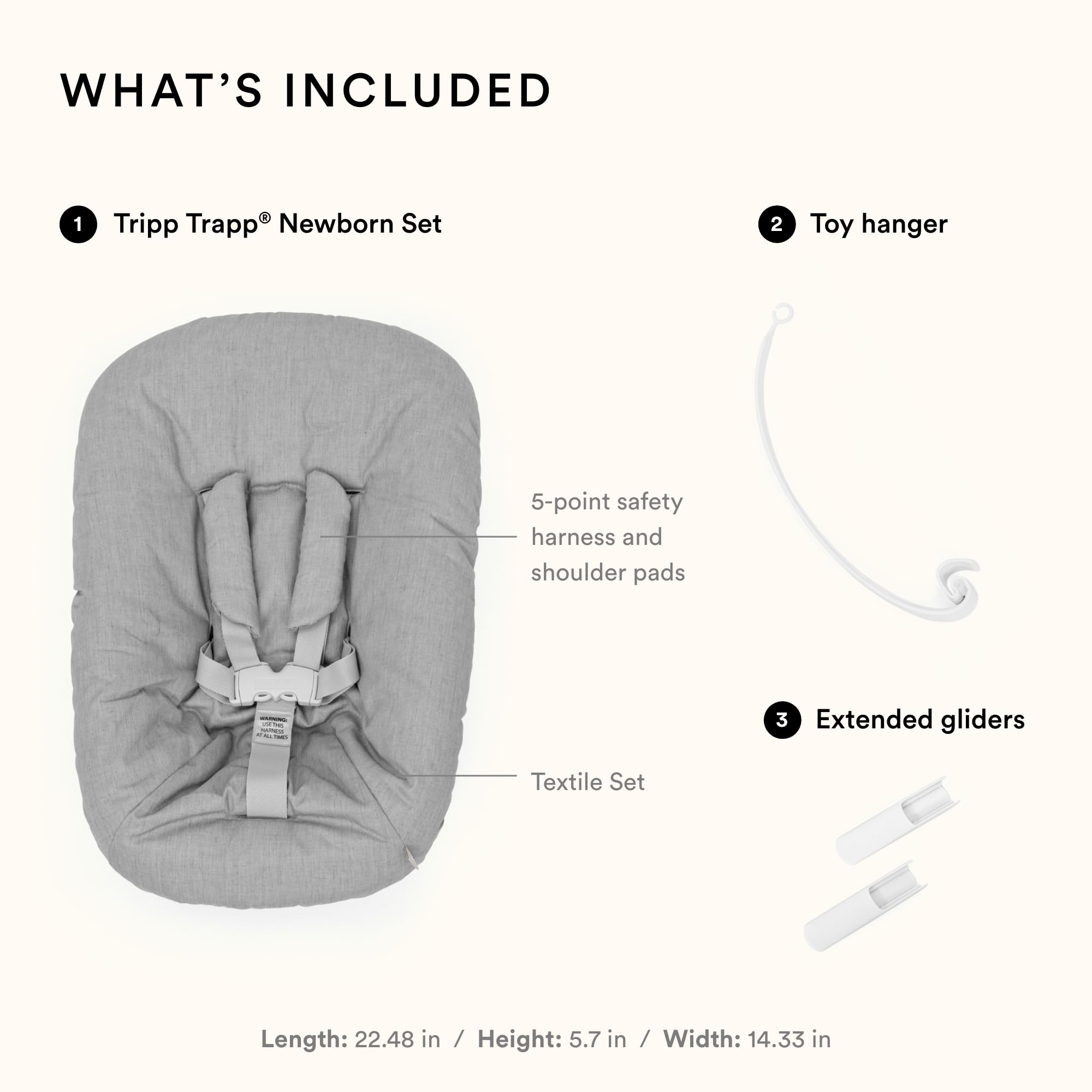 Stokke Tripp Trapp Newborn Set, Grey - Convert The Tripp Trapp Chair into Infant Seat for Newborns Up to 20 lbs - Cozy, Safe & Simple to Use - Compatible with Chairs After May 2003