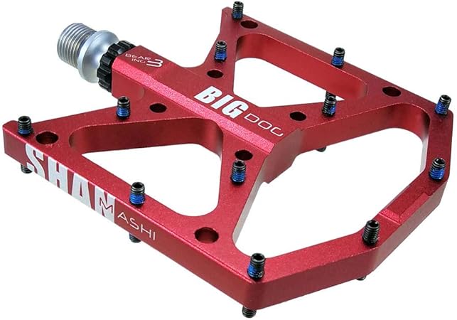 red metal bike pedals