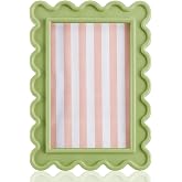 AceOrbit 4x6 Inches Light Green Flower Wavy Scalloped Picture Frame Cute | Wooden, Real Glass, Photo Frame Gift, Decorative Frame, for Desktop Display, Home Decor, Family, Friends, Wedding, Christmas