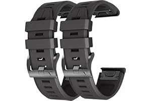 GLEENICE 2 Pack Waterproof Band Compatible with Garmin Fenix 5X / Fenix 6X / Fenix 7X Watch Band, QuickFit 26mm Band for Fenix 7X Pro/Fenix 6X Pro/Fenix 5X Plus/Tactix Delta (Black/green)