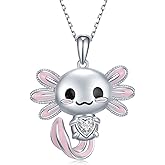 Axolotl Necklace 925 Sterling Silver Axolotl Pendant Cute Animal Jewelry Gift for Women