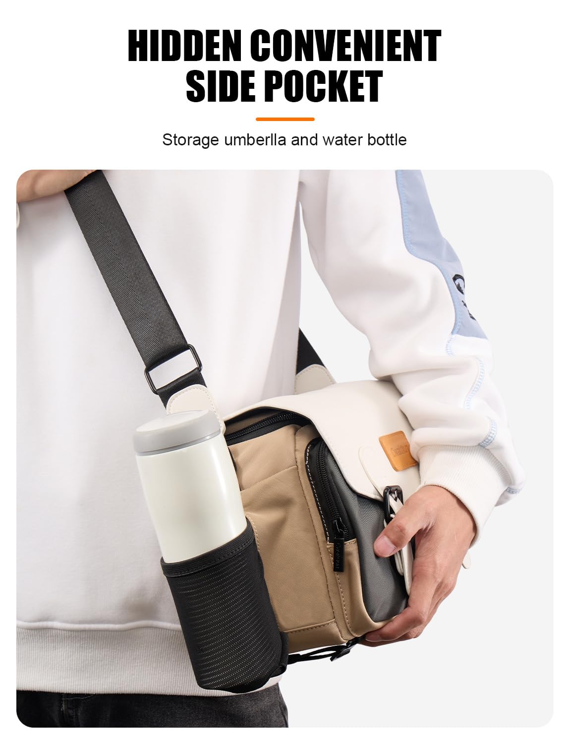 Cwatcun Camera Shoulder Bag Compact Camera Case, Small Waterproof Camera Messenger Bag with Tripod Holder, Travel Photography Bag for Canon, Nikon, Sony, Fuji DSLR/SLR/Mirrorless Camera, Lens