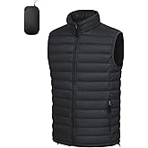 LZACTOIN-X Men's Lightweight Packable Puffer Vest Outerwear Insulated Winter Sleeveless Jacket for Hiking Running Travel