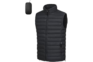 LZACTOIN-X Men's Lightweight Packable Puffer Vest Outerwear Insulated Winter Sleeveless Jacket for Hiking Running Travel