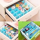 8 Pcs Plastic DIY Grid Drawer Divider Household Necessities Storage Thickening Housing Spacer Sub-grid Finishing Shelves for Home Tidy Closet Stationary Makeup Socks Underwear Scarves Organizer (blue)