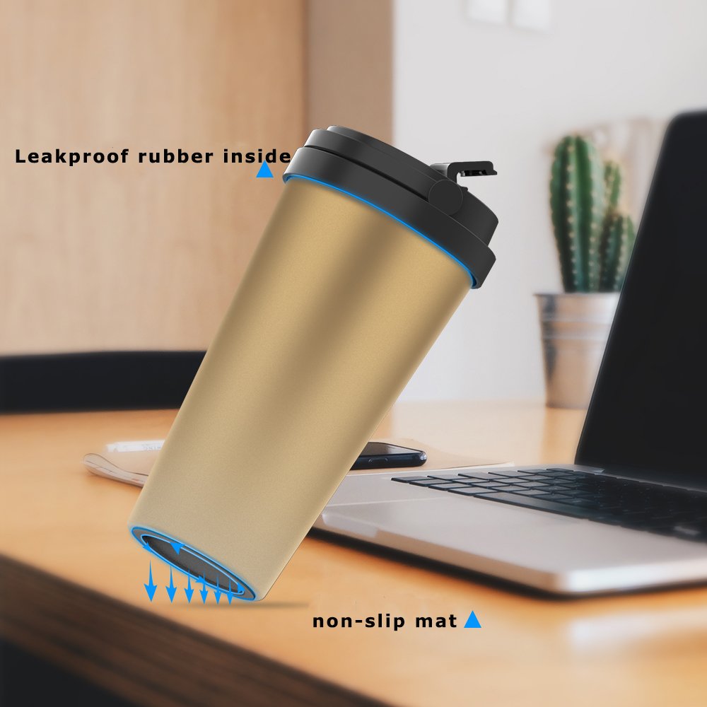 Etzion Sports Water Bottles, Vacuum Insulated Stainesless Steel Water Tumbler, Leakproof Wide Mouth Coffee Bottle for Home, Office and Outdoor Hiking Biking - Gold