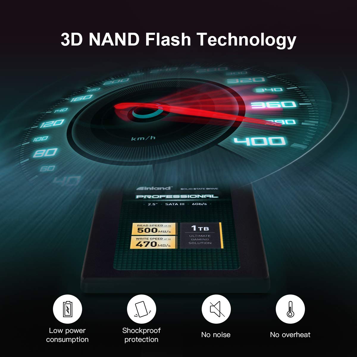 INLAND Professional 1TB SSD 3D NAND SATA III 6Gb/s 2.5