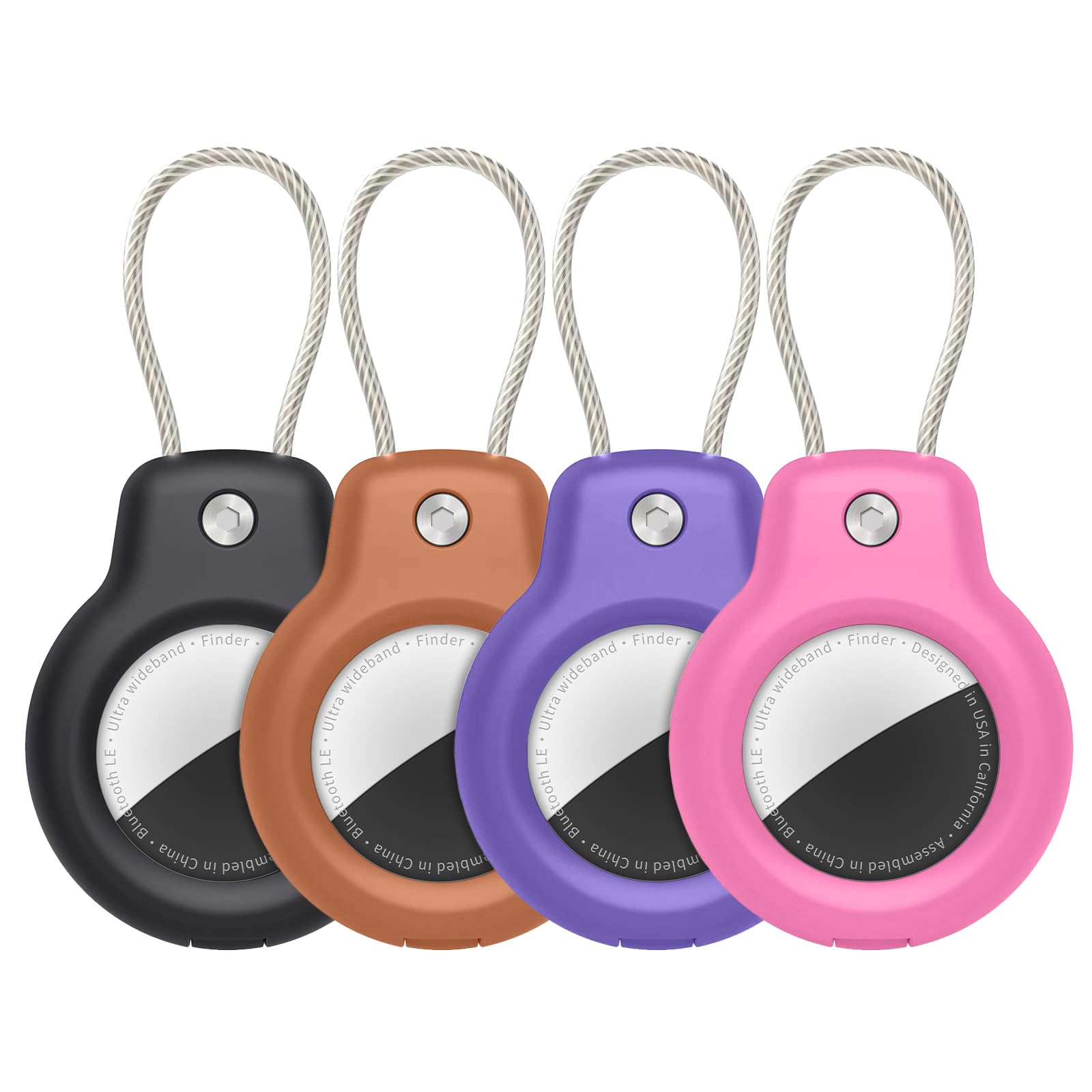 Photo 1 of SPGUARD for AirTag Holder Case with Keychain, Air Tags-4 Pack for Apple Air Tag Holder with Wire Cable Lock Key Ring Chain Air Tagholder Accessories for GPS Item Tracker Kids,Keys,Luggage