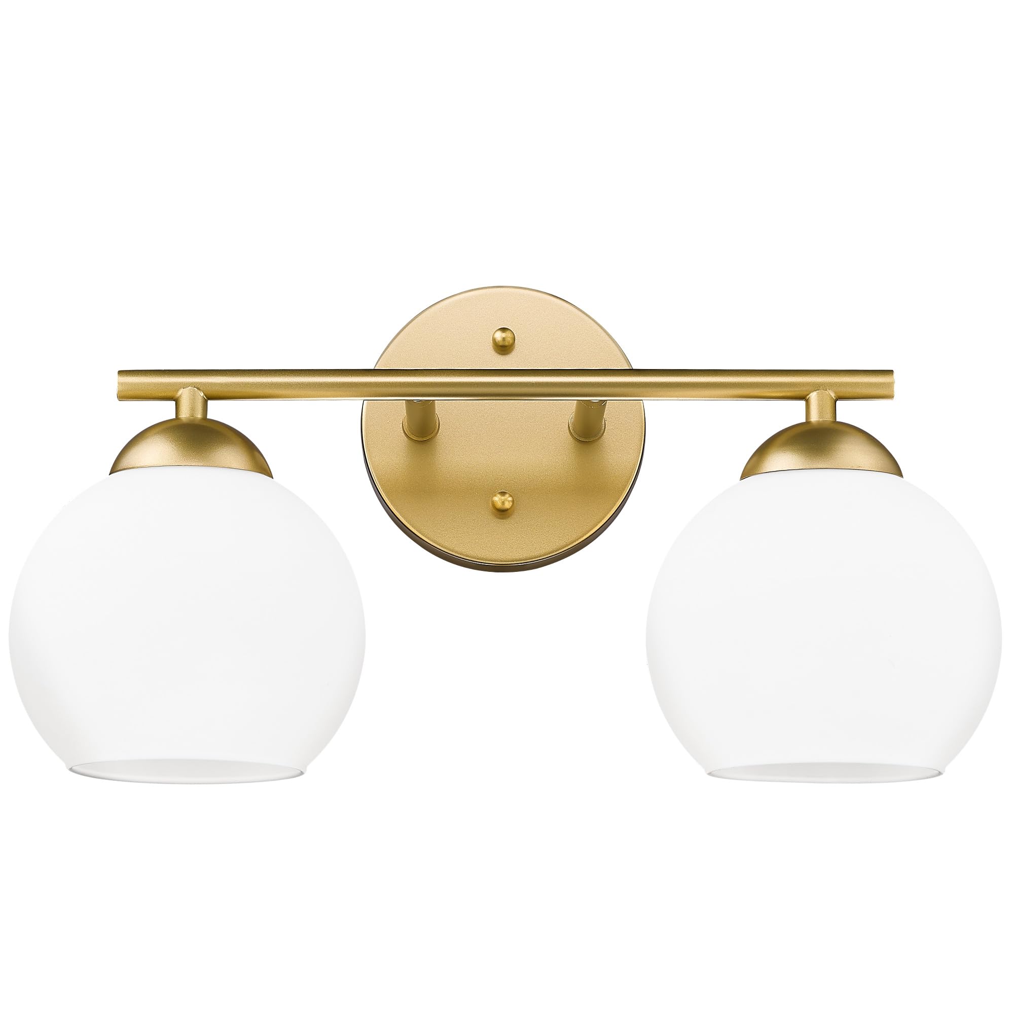 Photo 1 of Emak 2-Light Gold Bathroom Light Fixtures, Modern Globe Vanity Lights with Milk Glass Shade for Bathroom, VL114-GD-ML-2