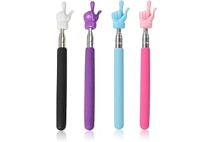 ZECKZOIN Telescopic Teachers Pointer, Mini Hand Pointers Finger Pointer Stick Classroom and Presentation Finger Pointer for Elementary School Kindergarten Teacher(4 Pcs)