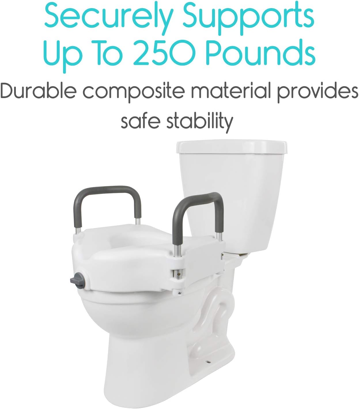 Vive Raised Toilet Seat - 5" Portable, Elevated Riser with Padded Handles - Elongated and Standard Fit Commode Lifter - Bathroom Safety Extender Assists Disabled, Elderly, Seniors, Handicapped (1): Health & Personal Care