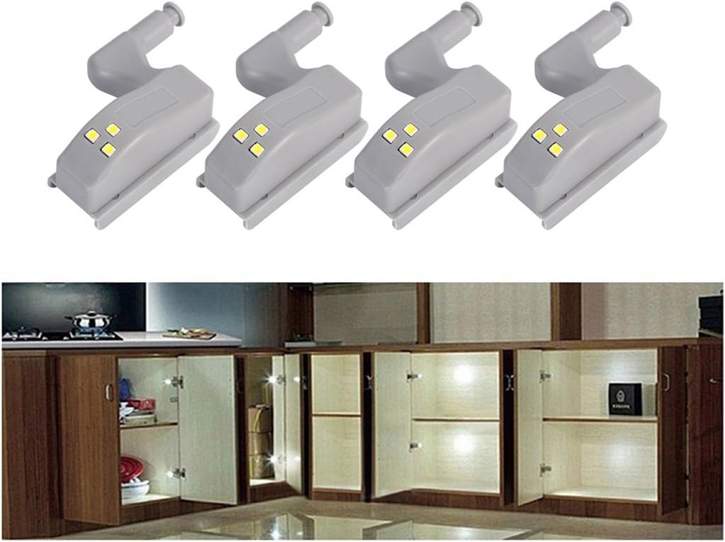 COSORO 16pcs Cabinet Hinge LED Sensor Light for Living Room/Bedroom/Wardrobe/Kitchen Cupboard, Closet Night Lights (White) - Image 4