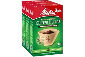 Melitta #4 Cone Coffee Filters, Natural Brown, 100 Count (Pack Of 3), 300 Total Filters - Fits all 8-12 Cup Cone Coffee Makers and Pour-Overs, Compostable, Tear-Resistant, Made in USA