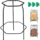 Aobiono Leaf Trash Bag Holder Stand, Garbage Bag Support Frame for 30-55 Gallon Lawn Bags, for Yard Kitchen Garden Outdoor Camping Waste, with Reusable Bag Clips, Heavy Duty (Black)