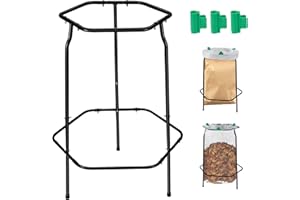 Aobiono Leaf Trash Bag Holder Stand, Garbage Bag Support Frame for 30-55 Gallon Lawn Bags, for Yard Kitchen Garden Outdoor Camping Waste, with Reusable Bag Clips, Heavy Duty (Black)