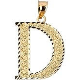 10k Yellow Gold Initial Letter D Charm Pendant, 0.7"