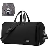 Outplea 47L Large Convertible Garment Duffel Bag with Shoe Compartment for Men, Carry On Travel Bag, Black