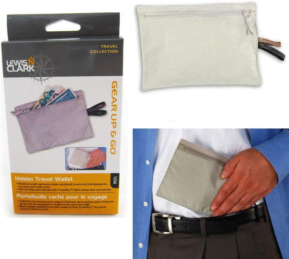 Lewis N Clark Hidden Travel Wallet Belt Money Pouch Security Safe Holder ID New
