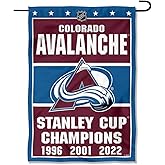 Colorado Avalanche 3 Time Stanley Cup Champions Double Sided Garden Banner Flag