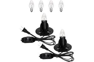 OHLGT Himalayan Salt Lamp Cord Replacement with Dimmer Switch(2-Pack) and E12 Halogen Salt Lamp Bulbs(6-Pack) New Series (5 Feet Cord & 3.34 Inch Base)