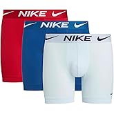 Nike Men`s Essential Micro Boxer Briefs 3 Pack - Glacier Blue/Court Blue/Gym Red, Large