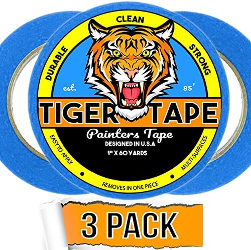 Painters Tape Masking Tape-Blue Tape 1 inch x 60 Yards 3 Pack Bundle- Strong Durable Quality-DIY, Home Improvement, Arts &amp; Crafts for girls. Preferred over 3M, Scotch, ScotchBlue, &amp; Tamiya