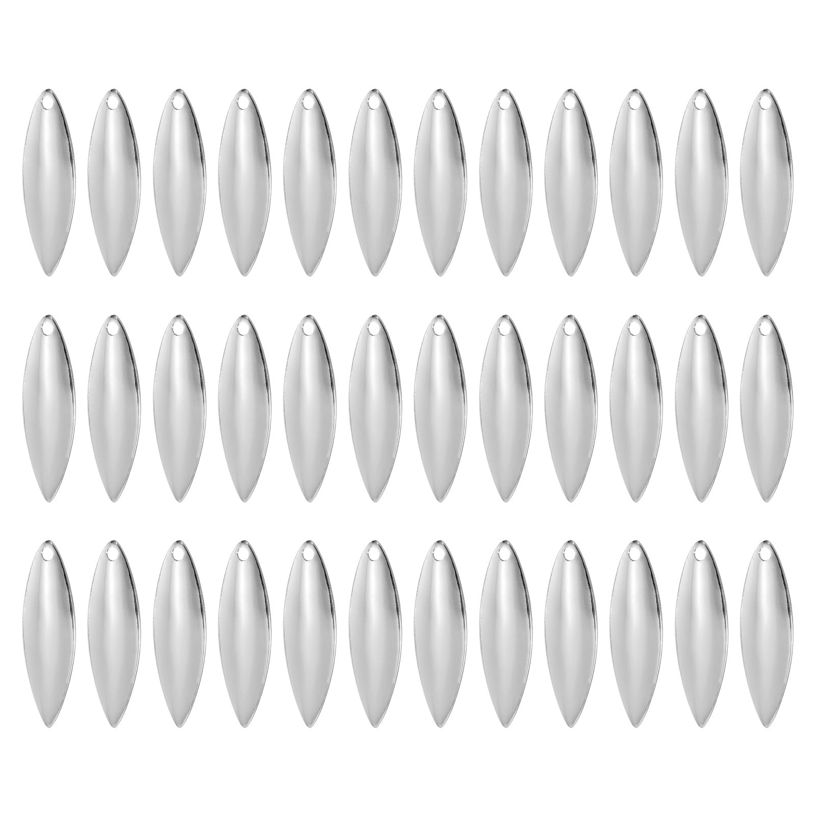 PATIKIL Fishing Lure Blades 1.3x0.4",50 Pack Willowleaf Lure Making for DIY Bait, Silver