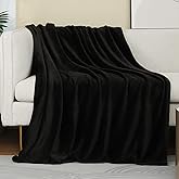 JIAHANNHA Black Throw Blanket Fleece Blanket Throw Size(50 by 60 Inches),Super Soft Cozy Plush Blanket for Couch Sofa Bed,Lightweight Warm Bed Blankets for Adults,All Season