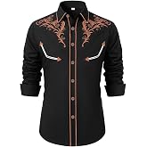 BELTROAD Cowboy Shirts for Men Western Long Sleeve Shirt Button Down Shirt | Slim Fit Mens Cowboy Shirt Embroidered Country Western Shirts for Men Casual Work Rodeo Texas Halloween Party Gifts