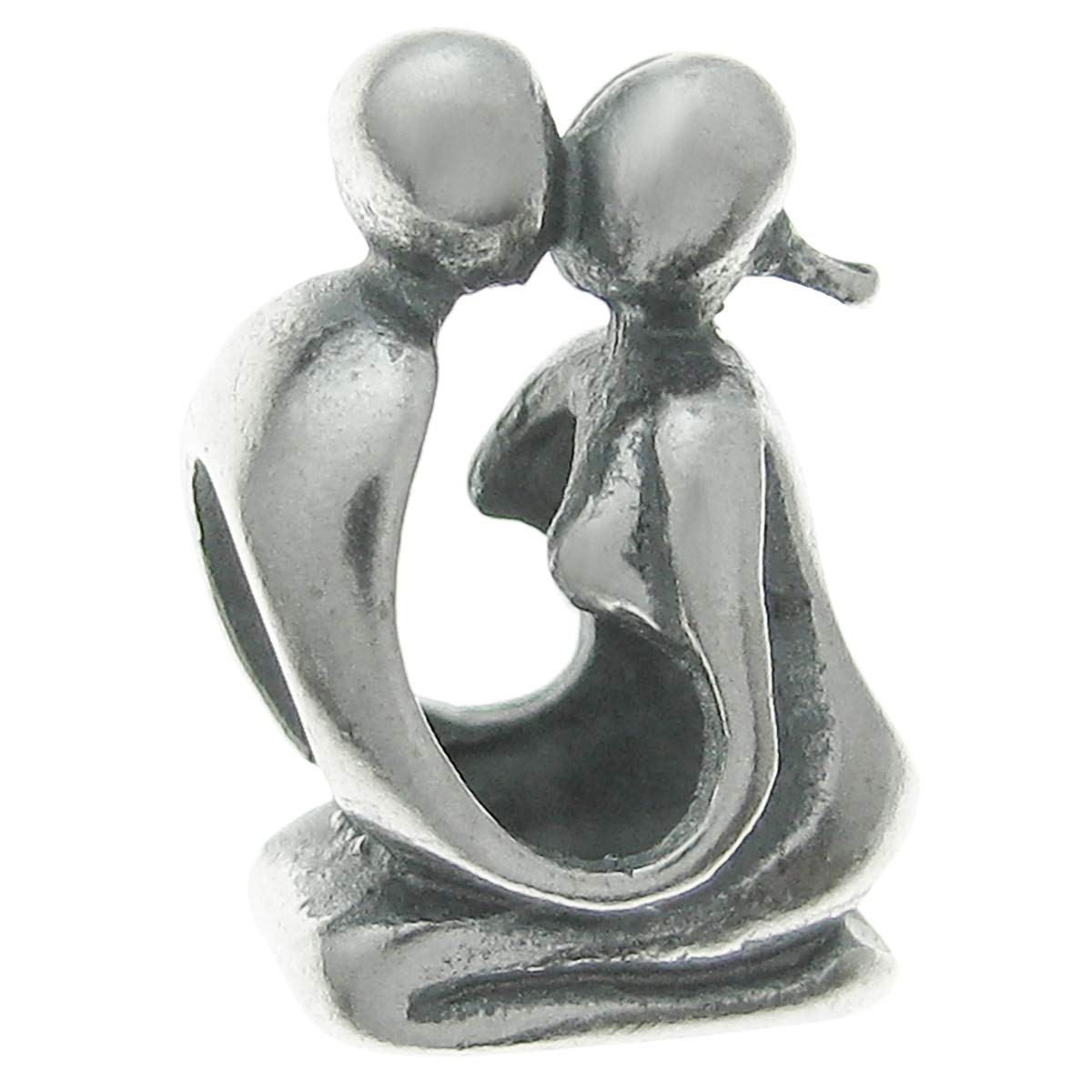 Queenberry Sterling Silver Kissing Couple Family Bead For European Charm Bracelets