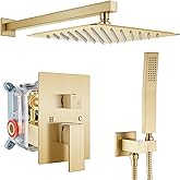 gotonovo Rainfall Bathroom Shower System Rain Shower Head and Handle Set Wall Mounted Shower Complete Combo Solid Brass Press