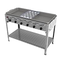  Standbräter LAG Chattenglut 4+2 Gas Brenner 6-flammig Edelstahl silber XXL Roast Station Balkon Garten ✔ eckig ✔ Grillen mit Gas 