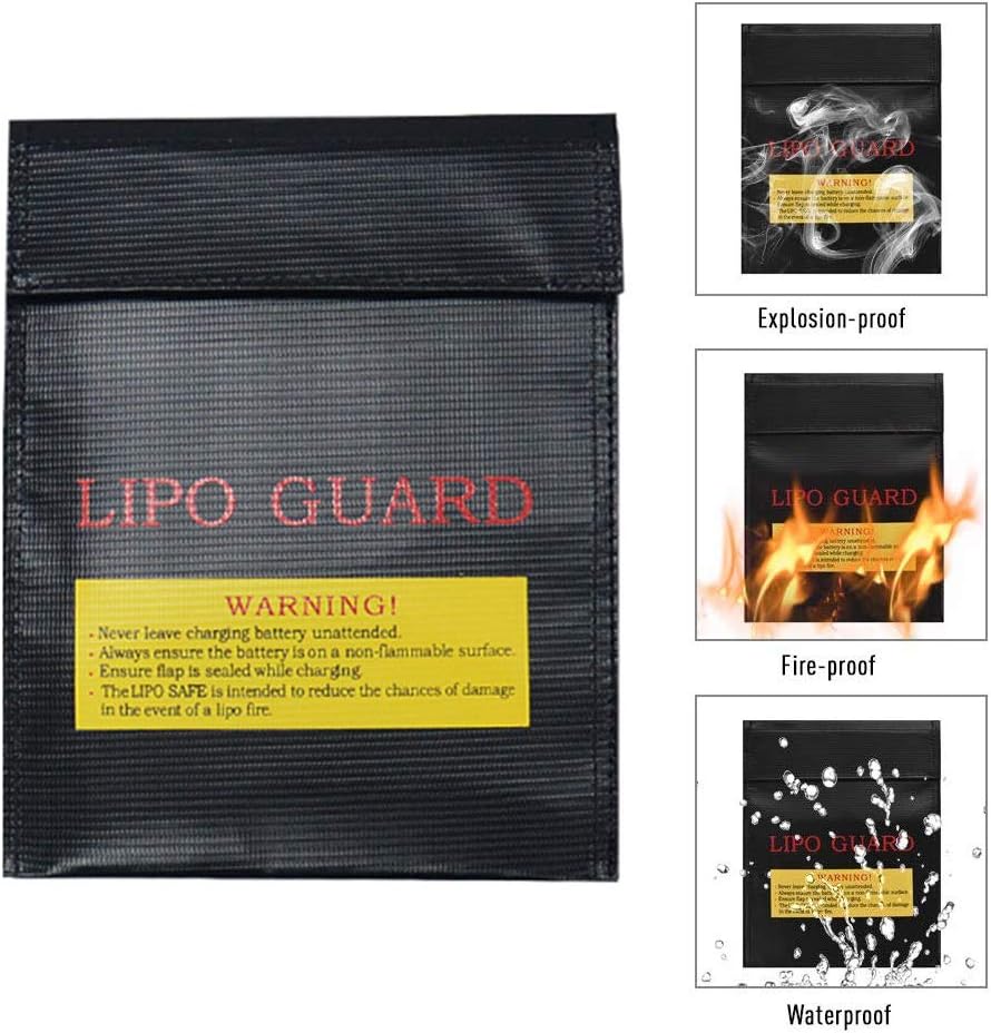 MUCHEN SHOP LiPo Guard,Fiber Li-Po Battery Safety Bag Fireproof Document Bag Resistant Explosion Guard for RC Batteries Protect Your Valuables Documents Money Jewelry 18 * 23CM Black - Image 3
