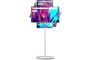 OFD 27 inch Smart Portable TV on Wheels,6GB RAM+128GB Storage,Swivel Rotation Touchscreen Monitor 100% sRGB Android 13 OS,Rolling TV with 8MP Webcam,Built in 9000mAh Battery,EDLA-Certified,Off White