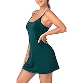 Leovqn Womens Tennis Dress with Built-in Bra & Shorts Athletic Dress Workout Dress Exercise Dress with Pockets Golf Dress