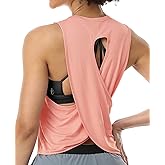 icyzone Workout Tank Tops for Women, Open Back Athletic Tanks, Yoga Crop Tops, Gym Fitness Shirts