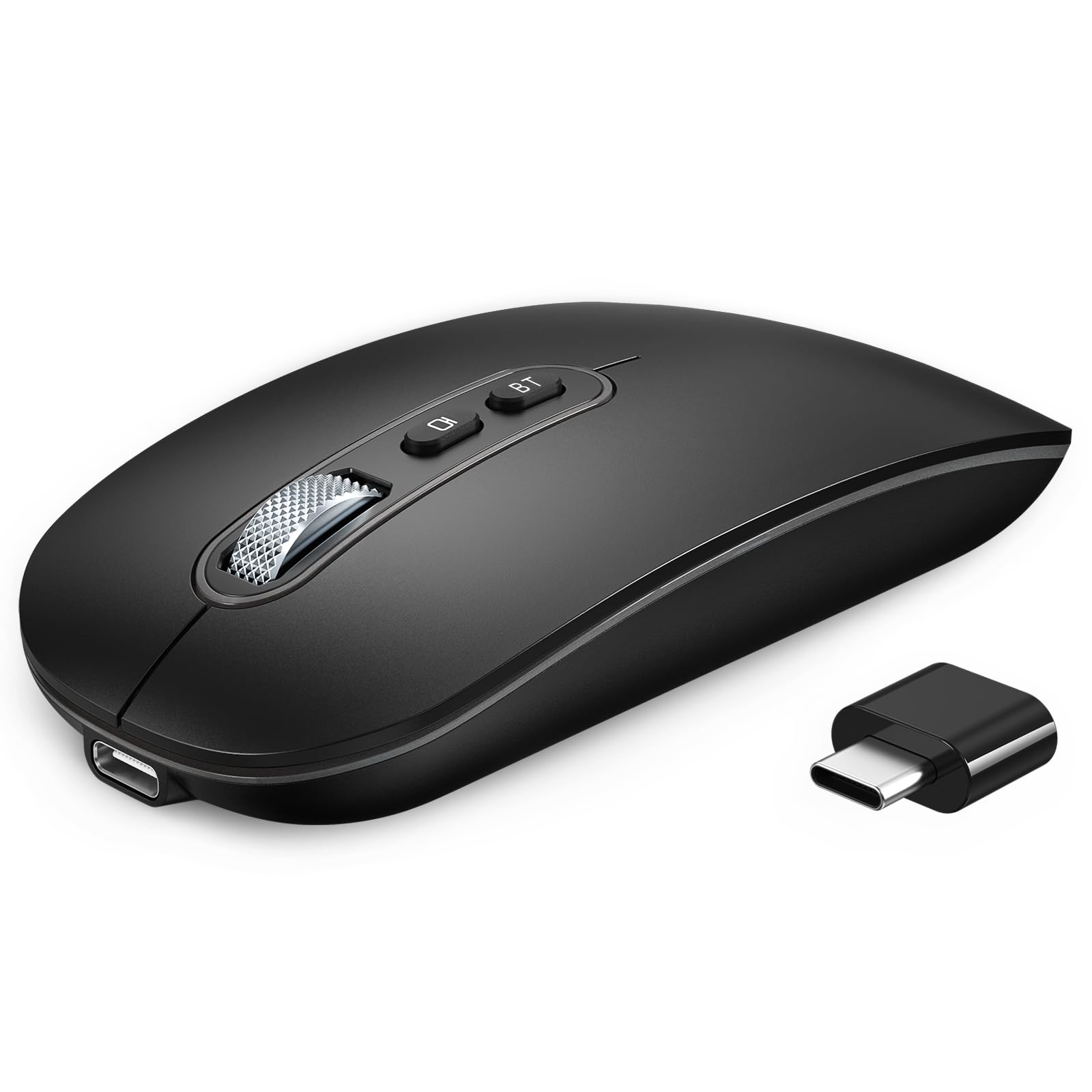 PINKCAT Maus Kabellose USB C, Wiederaufladbare Dual-Modus Mouse(Bluetooth5.1+USB C), Leise Bluetooth Maus,Wireless Mouse, Ergonomische Leise Funkmaus Für MacBook Air/Pro iPad Mac Laptop PC Computer