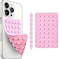 ISARVIQUE Suction Cup Phone Case Mount, Silicon Sticky Phone Stand for iPhone and Android, Hands-Free Strong Grip Holder for Selfies and Videos - Double Sided/Pink