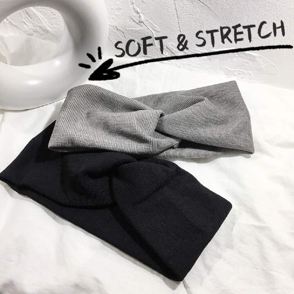 Huachi Turban Headbands for Women Wide Head Wraps Knotted Elastic Teen Girls Yoga Workout Solid Color Hair Accessories, 6 Pack : Beauty