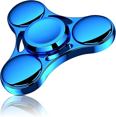 Aolcev Fidget Spinner Metal Stainless Steel 3-5 Minute Spin Blue