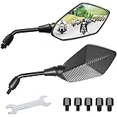 MAMIKO Universal Motorcycle Rear View Mirrors for M8 M10 Threaded Bolt Double Take Mirror Mount Compatible with Motorcycle Scooter Moped Polaris Sportsman Honda ATV Dirt Bike Cruiser （Gray Tattoo）