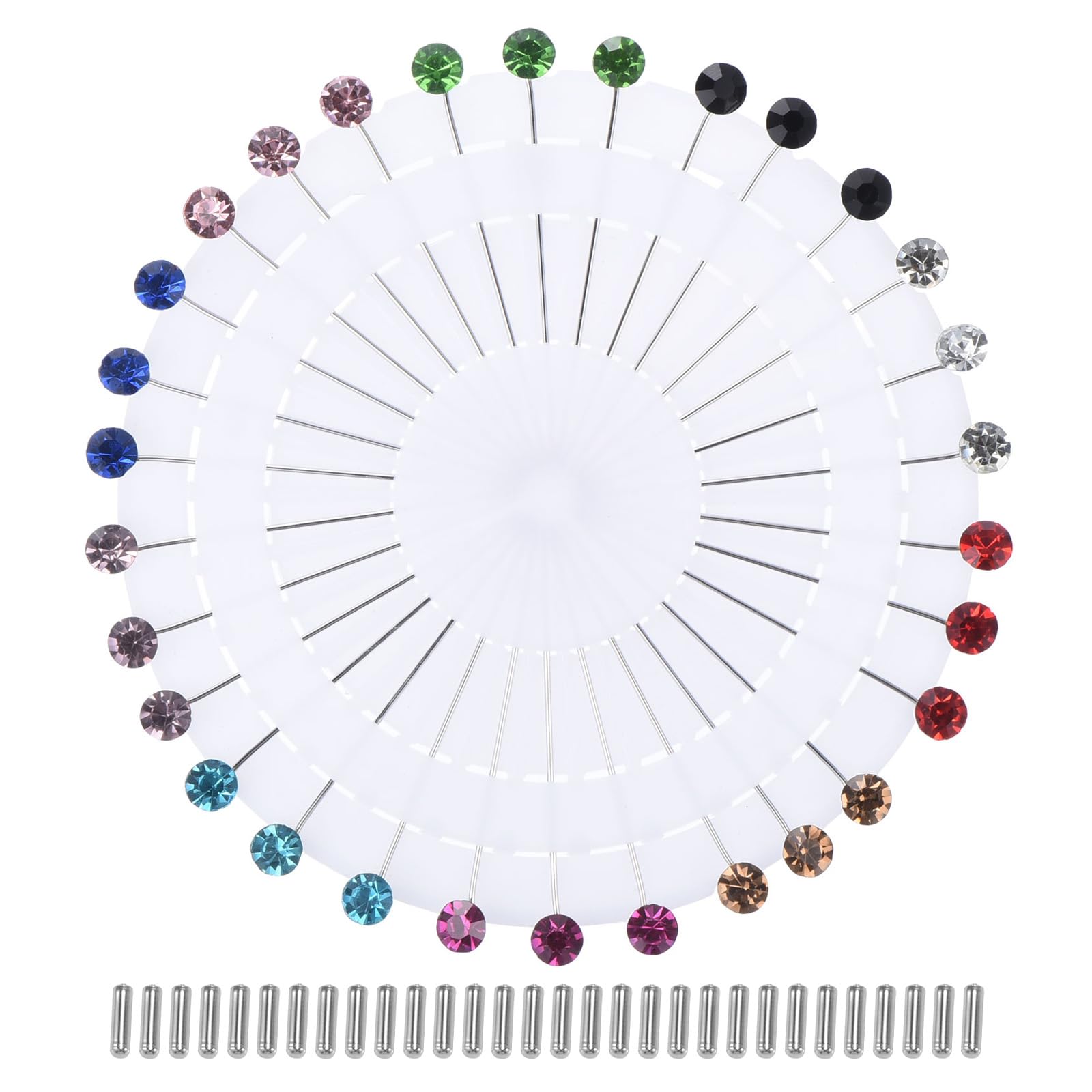 PATIKIL Scarf Pins with Safety Caps, 30pcs Shawl Pins Crystal Rhinestone Head for Sweater Sewing Wedding Pins, Multicolor