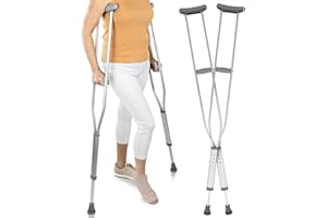 Vive Crutches for Adults - Pair of Adjustable, Lightweight, Aluminum Walking Crutches - Accessories Fits Heights- 3 Sizes for Youth, Adults, Tall People - Supports Up to 300 Pounds (Adult)