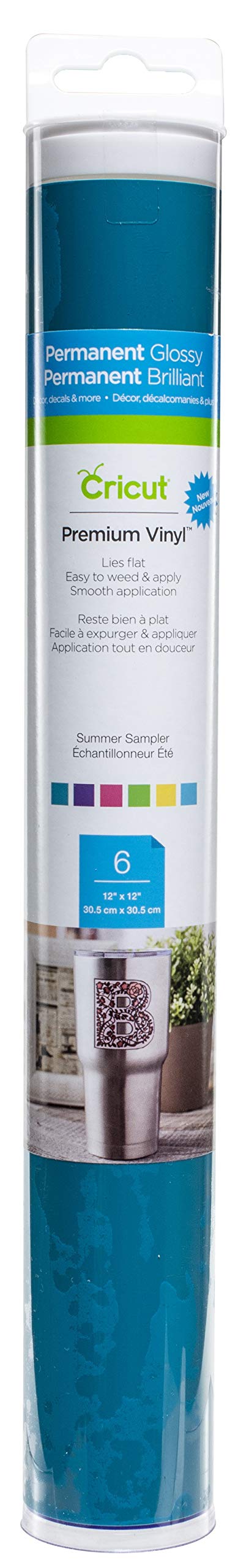 Cricut Premium Permanent Vinyl 12"x12" 6-Sheet (Summer Sampler), Multi, 12" x 12"