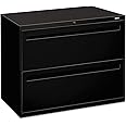 HON Brigade 700 Series 2-Drawer Lateral File Cabinet, Locking, Letter/Legal, Black, 36-inch W (H782LP)