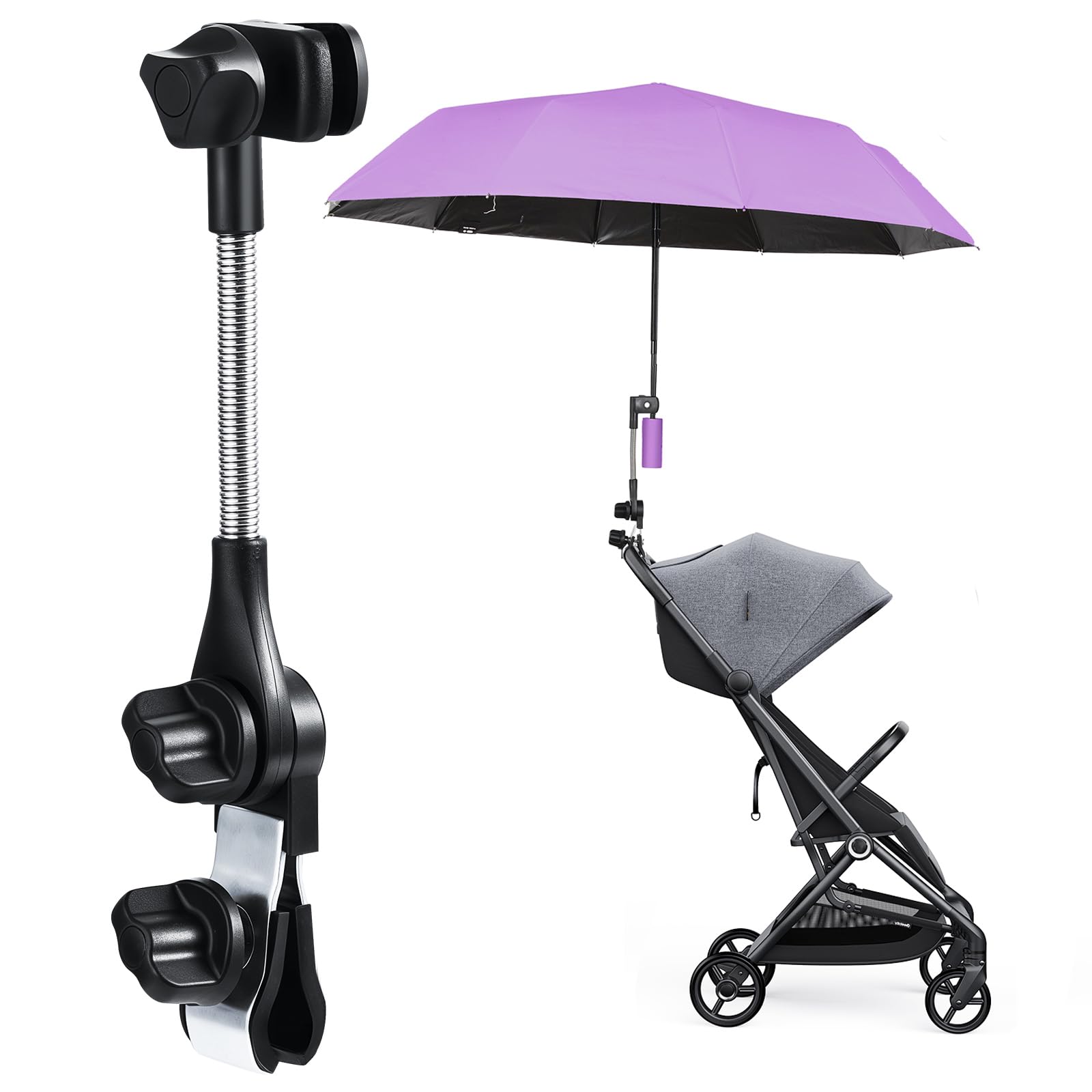 Photo 1 of OATSBASF Umbrella Mount for Stroller, Adjustable Angle Golf Push Cart Umbrella Holder, Baby Stroller Umbrella Attachment, Suitable for Strollers, Bicycles, Wheelchairs,Golf Cart
